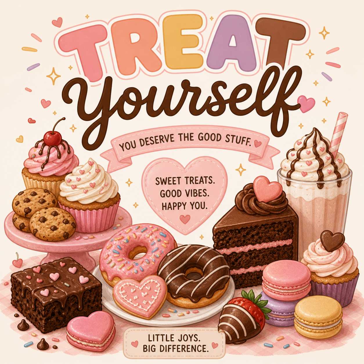 “Cute aesthetic graphic tees collection with kawaii dessert designs strawberry boba cake croissant soft life clothing”