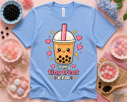 In My Tiny Treat Era Columbia Blue Bella Canvas 3001 kawaii boba graphic tee